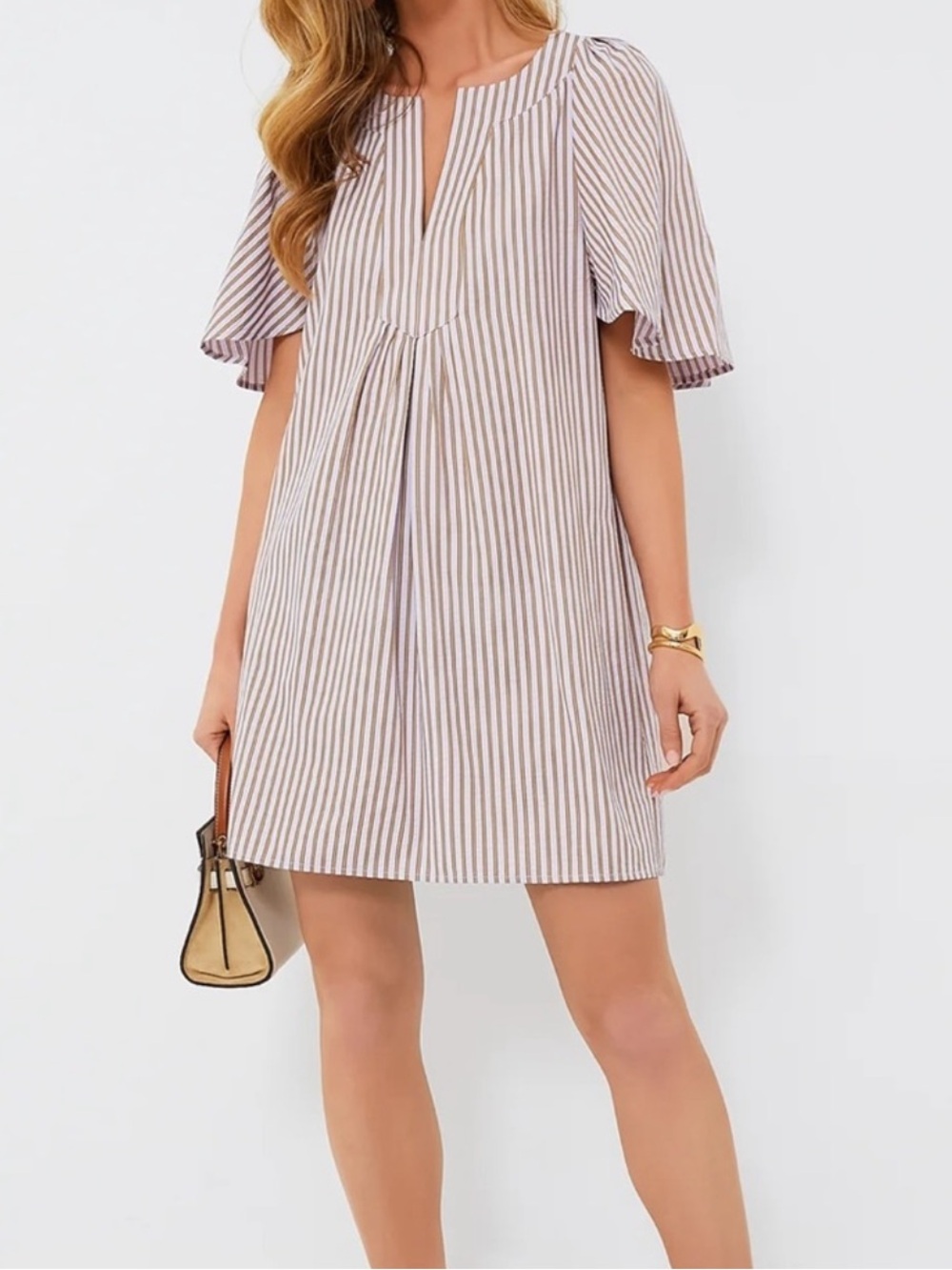 Pomander Place Seersucker Finley Flutter Sleeve Dress in Lilac Stripe Size XS